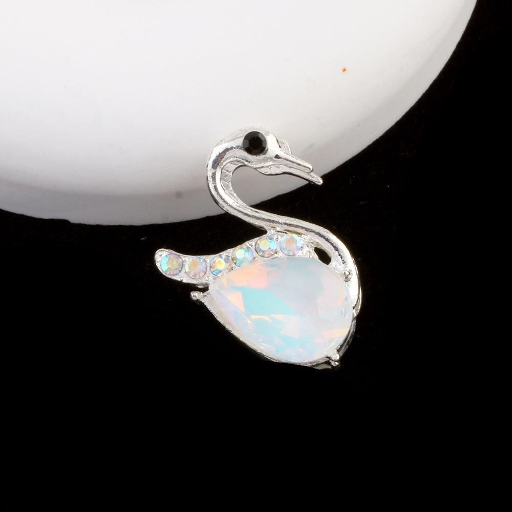 24mm Alloy Swan Crystal Rhinestone Beads 2pcs 6