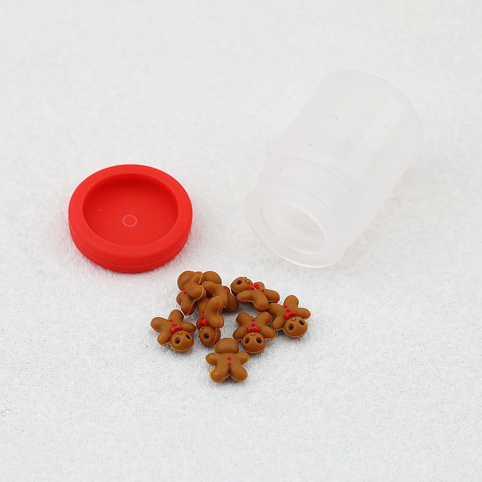Silicone 3D Christmas Focal Beads Christmas Big Bottle 20pcs - Gingerbread Man