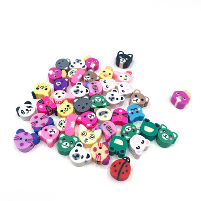 Animal and Plant Series Flat Clay Beads Colorful Polymer 100pcs 3