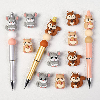 3D Cute Rodent Silicone Focal Beads Hamster Chinchilla Squirrel 20pcs 6
