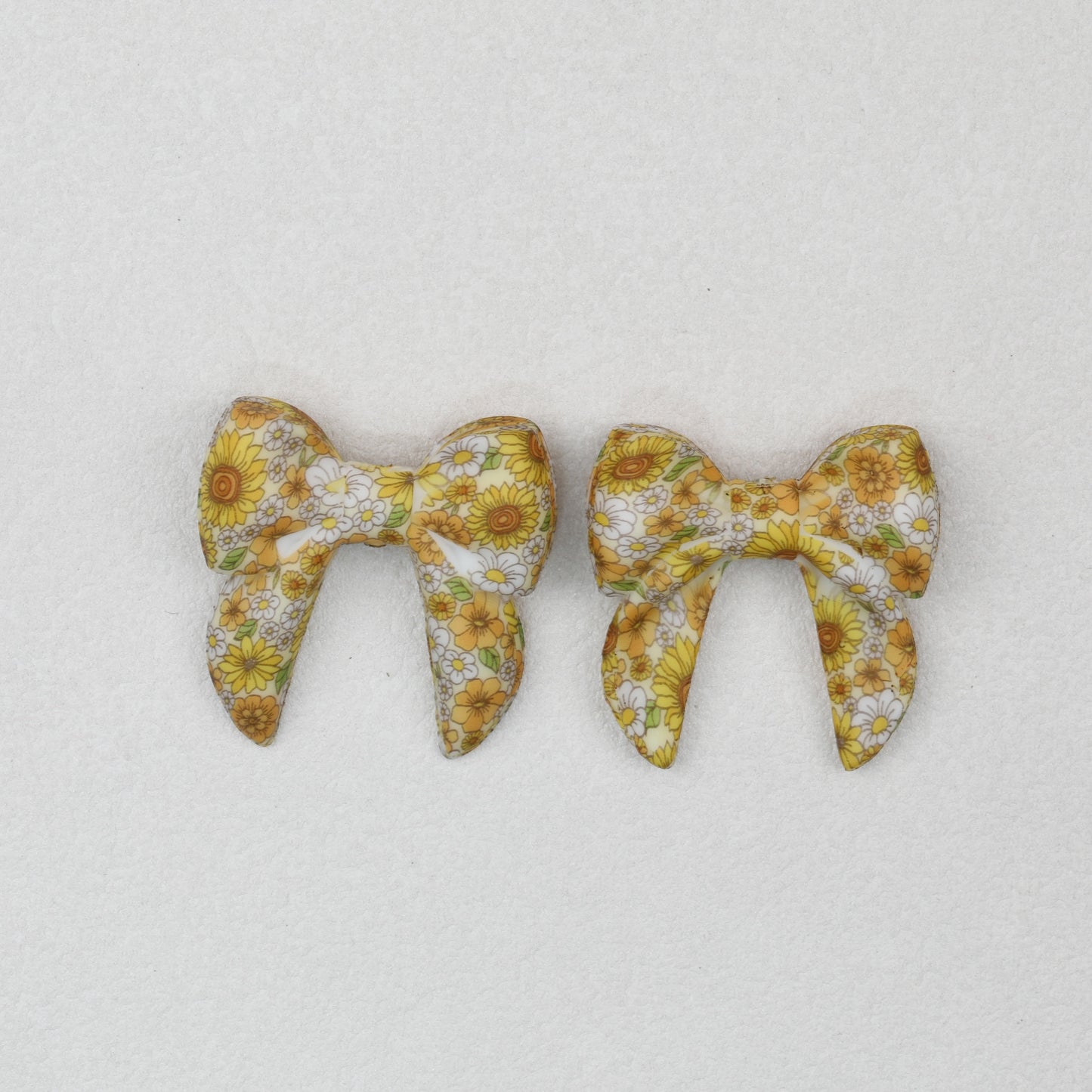 3D Printed Bow Shape Silicone Beads Colorful Pattern 10pcs 4