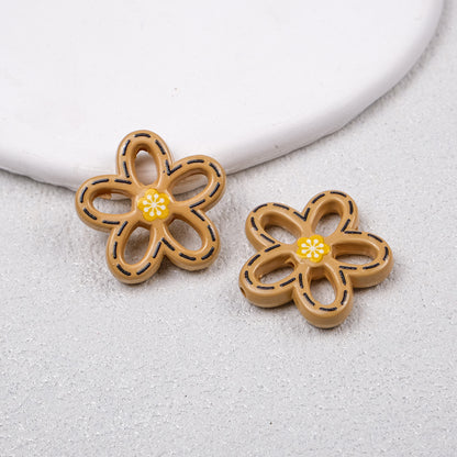 Hollow Dotted Line Sakura Flower Acrylic Beads 25mm 20pcs 8