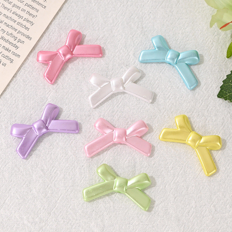 33mm Pearl Finish Acrylic Bow Beads Pastel Colors 100g 3