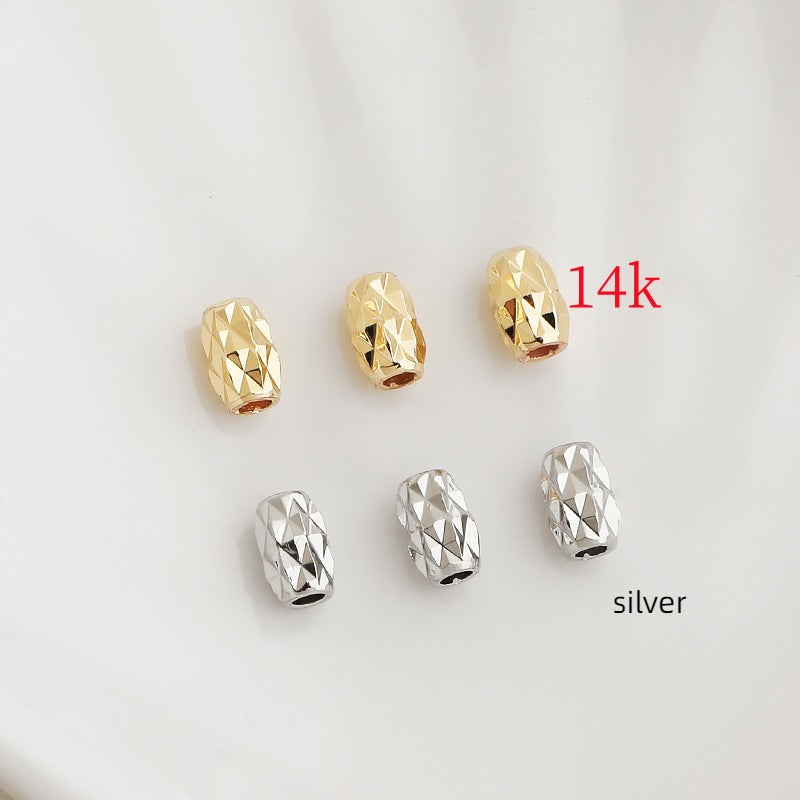 Brass Faceted Tube Metal Beads 3x6 4.5x7mm Geometric Texture 50pcs 5