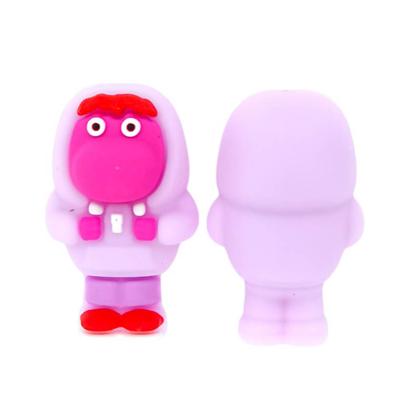 Silicone 3D Focal Beads Inside Out Pink Character Lavender Base Red Eyebrows