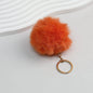Pom Pom Keychain Plush Violet Faux Fur Ball Gold Ring 8cm - Orange
