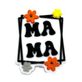 Silicone Focal Beads Mama Bold Black Letters Retro Flowers 20pcs