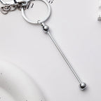 Beadable Keychain Bar Metal Slender Shaft Polished Ball Lobster Clasp