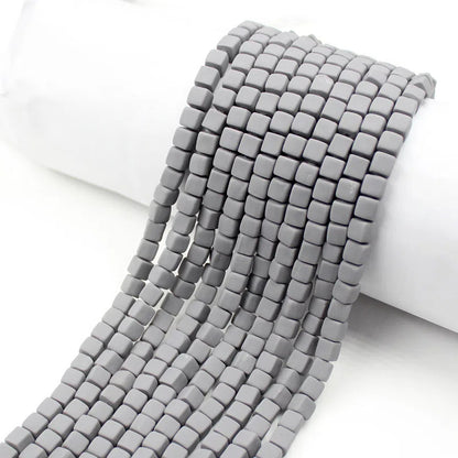 Cube Clay Beads 6mm Solid Color Polymer Matte Finish 10strands 26