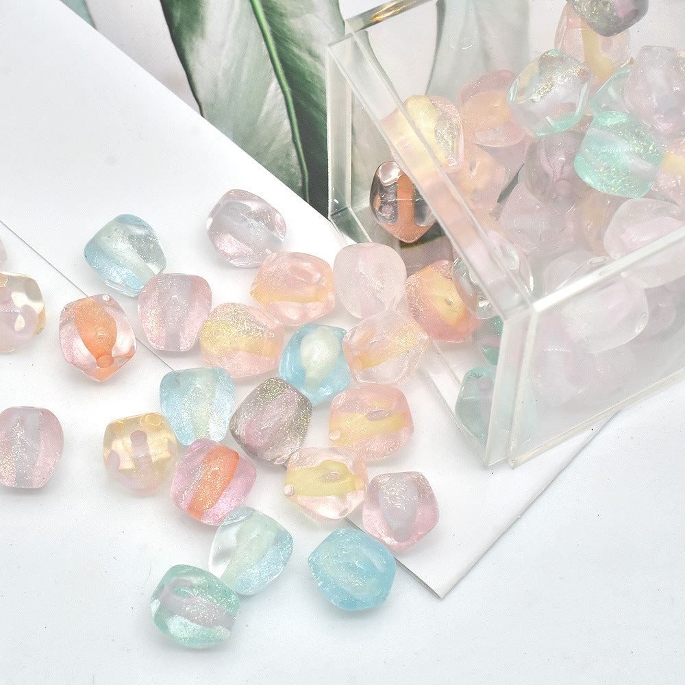 Resin Octagonal Faceted Candy Heart Beads 10mm Sparkling 100pcs 6