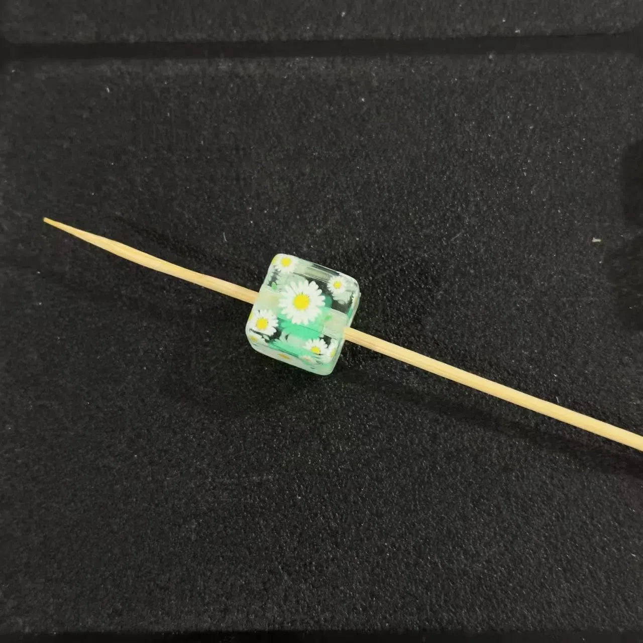 Daisy Pattern Acrylic Square Beads 14mm Pastel Colors 10pcs 2