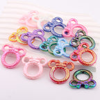 Deep UV Color Plated Solid Color Mickey Ring Head Acrylic Beads 2pcs 3