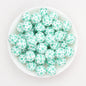 15mm Printed Leaf Pattern Silicone Round Beads 50pcs 7