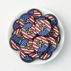 Independence Day Patriotic Silicone Focal Beads Paw US Flag 20pcs