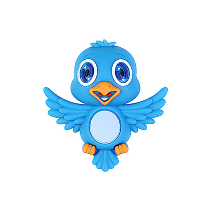 3D Bird Silicone Focal Beads Owl Peacock Cute Animal Charms 20pcs - Blue Bird