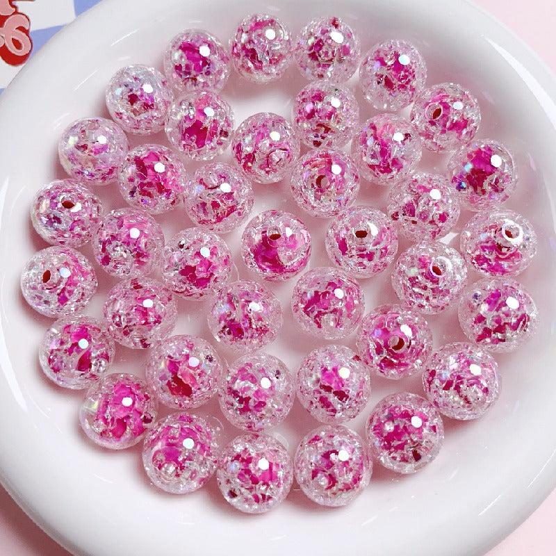 Sparkling Round Acrylic Beads 16mm Crackled Glass Effect 10pcs 2
