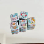 Kitten Holding Fish Acrylic Square Beads 14mm Pastel 10pcs
