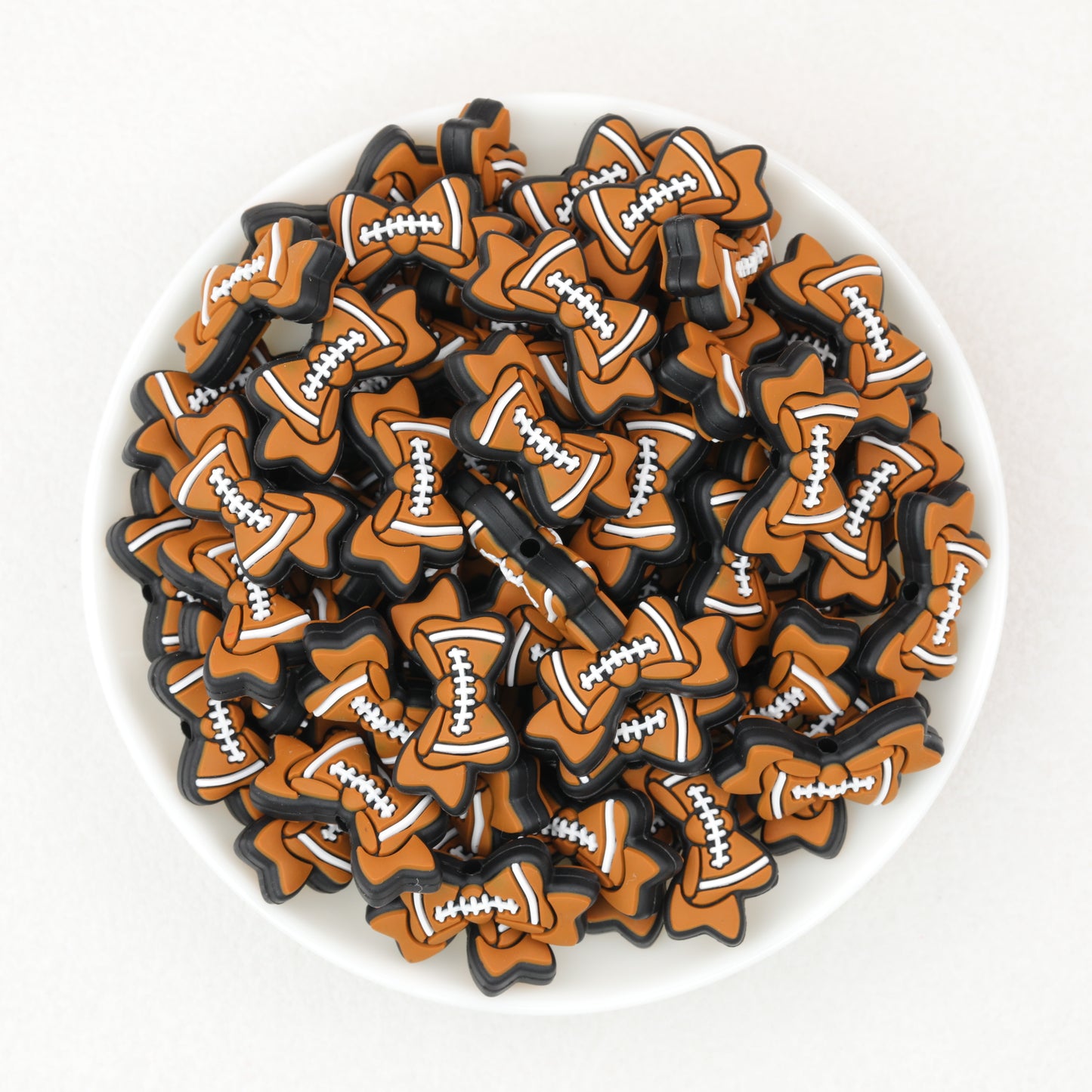 Sports Bow Silicone Focal Beads with Baseball Soccer Volleyball Football 20pcs 7