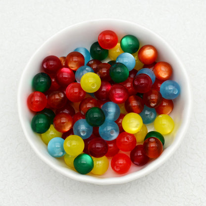 Jelly Color Imitation Cat Eye Resin Round Beads 8mm 10mm 100pcs 6