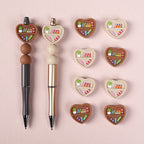Silicone Focal Beads Heart Shaped Double Sided Bookshelf 20pcs 6