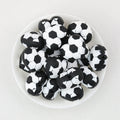 3D Black and White Soccer Ball Silicone Focal Beads 20pcs