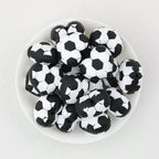 3D Black and White Soccer Ball Silicone Focal Beads 20pcs