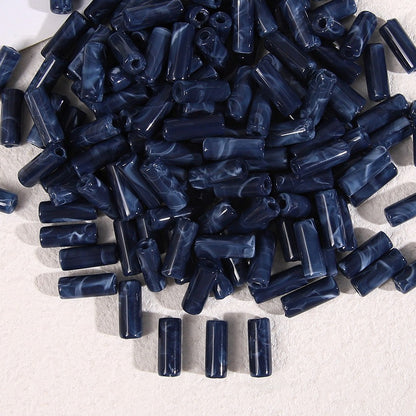 Dual-Color Tube Acrylic Beads 18x7mm Glossy Swirls 200pcs 11