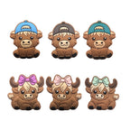 Silicone Focal Beads Highland Cow Boy Girl With Bow And Cap 20pcs