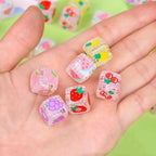 Transparent Fruit Square Acrylic Beads 14mm Colorful 10pcs 4