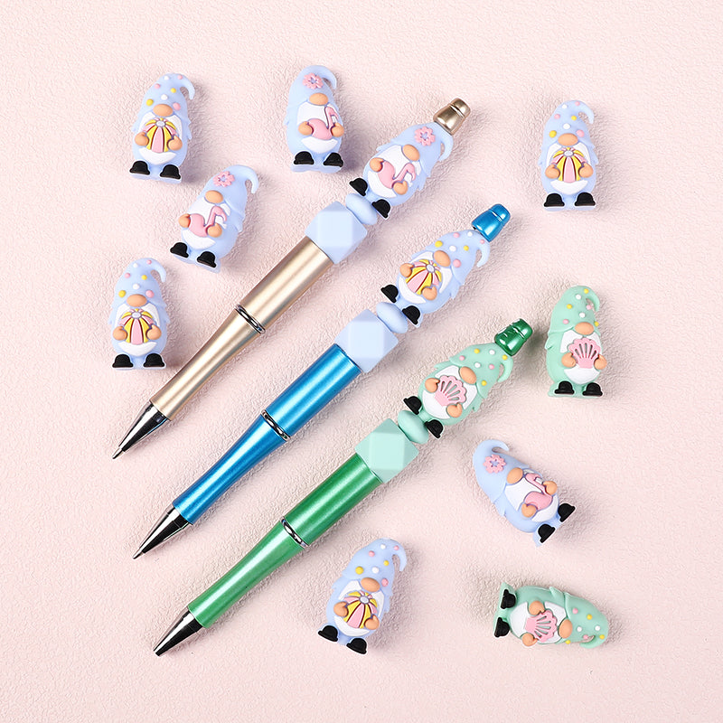 Silicone 3D Focal Beads Summer Dwarf Holding Flamingo 6