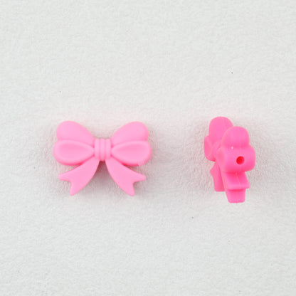 Colorful Bow Knot Horizontal Hole Silicone Beads 20pcs 3