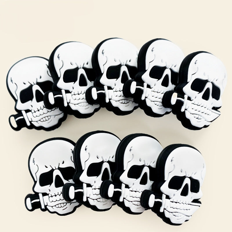 Silicone Focal Beads Knife Skull Biting Knife Design 20pcs