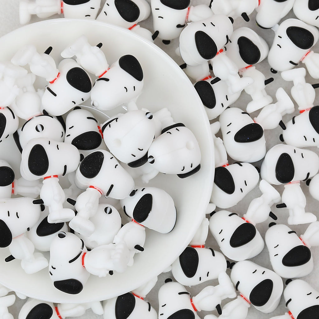 3D Character Shaped Silicone Focal Beads Snoopy Design 20pcs