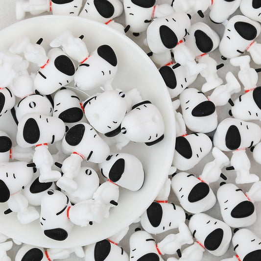 3D Character Shaped Silicone Focal Beads Snoopy Design 20pcs