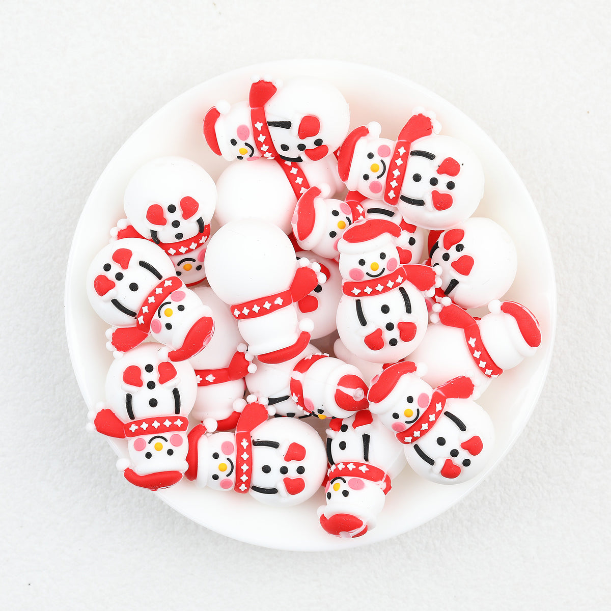 3D Cute Snowman Silicone Focal Beads