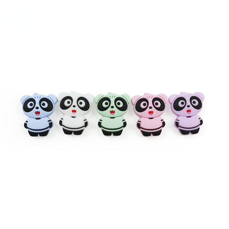 Silicone Focal Beads Panda Pastel Colors Expressions 10pcs 3