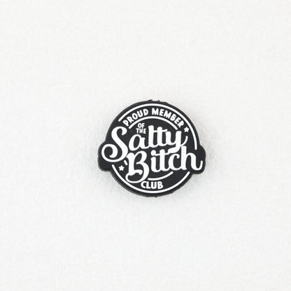 Black Silicone Focal Beads Salty Bitch Design 20pcs 3