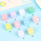 Fresh Striped Pattern Acrylic Square Beads 14mm Pastel Mixed 10pcs 6