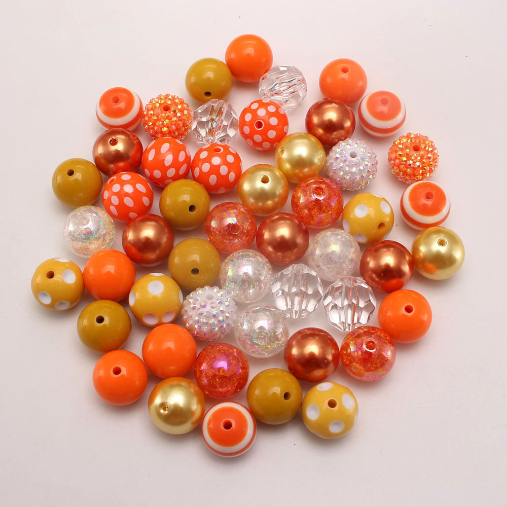 Bubblegum Beads 20mm Orange Yellow Gold Chunky Mix 50pcs 3