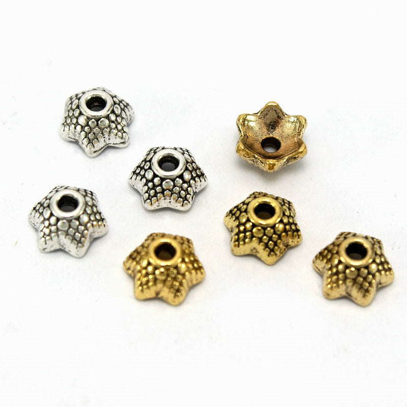 Alloy Cobra Flower Bead Caps 7mm Tibetan Style 50pcs