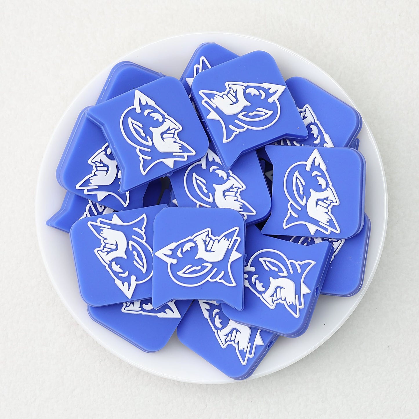 Blue Football Team Logo Silicone Focal Beads 20pcs - Blue