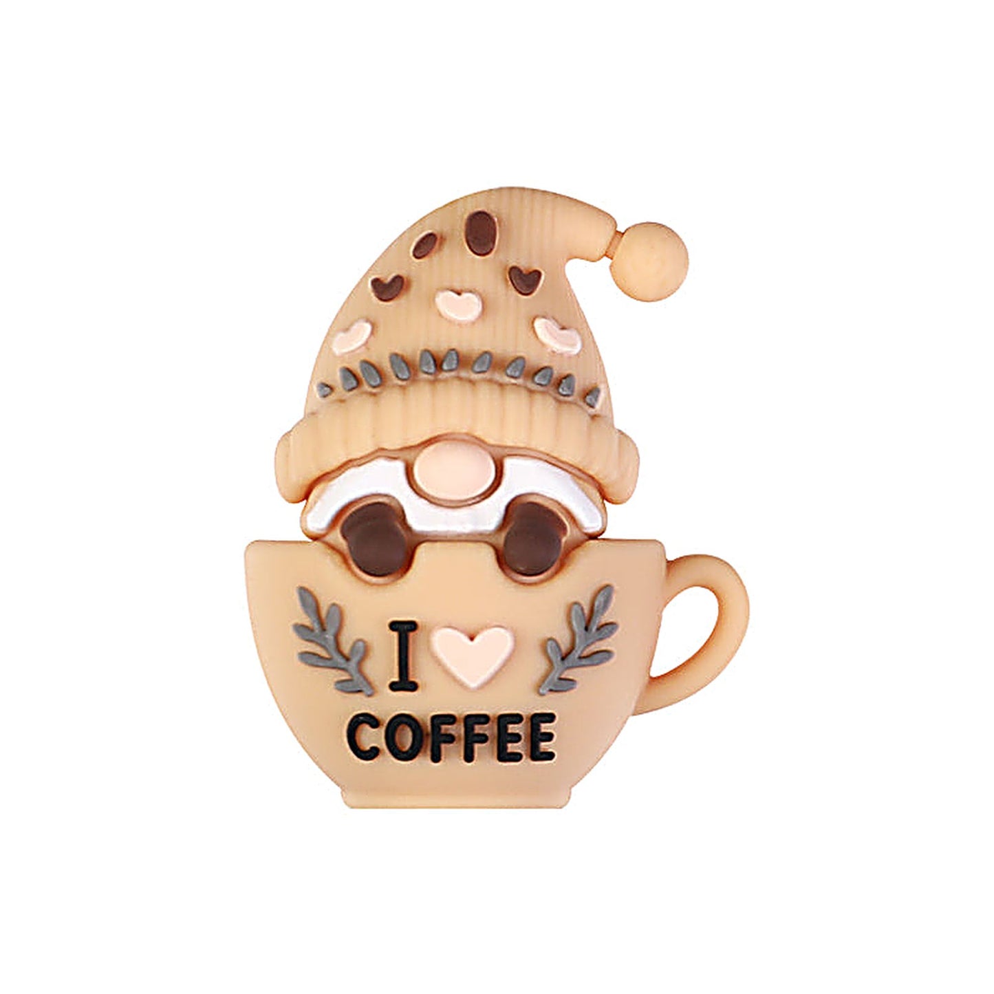3D Coffee-Themed Silicone Focal Beads Cute Coffee Cups 20pcs - Gnome Coffee Cup