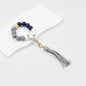 Tassel Wooden Beaded Keychain with PU Leather Tassel 23x10cm - grey