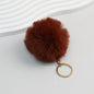 Pom Pom Keychain Plush Violet Faux Fur Ball Gold Ring 8cm