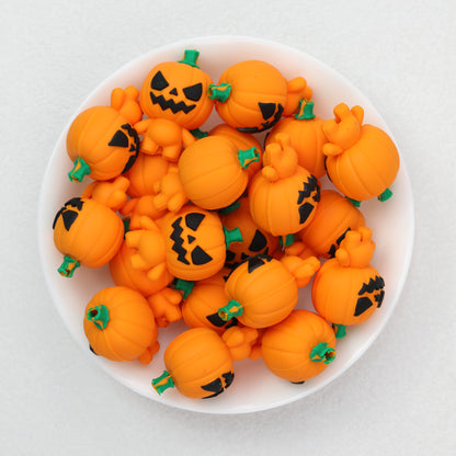 Halloween Pumpkin Man 3D Silicone Focal Beads 20 pcs