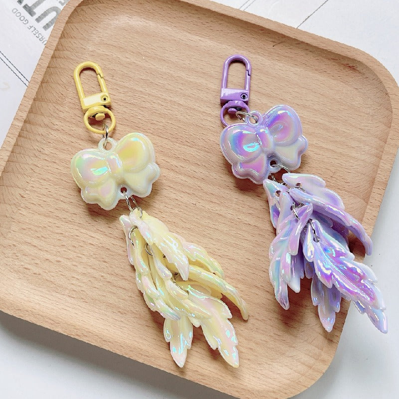 Acrylic Feather Keychain Iridescent Pastel Butterfly Charm 2