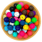 15mm Silicone Beads Crackle Printed Multi Color 50pcs