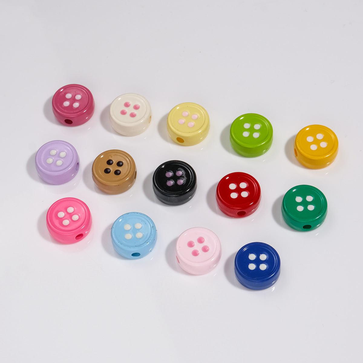 Painted Button Acrylic Beads 12mm Glossy Baked Paint 50pcs 3