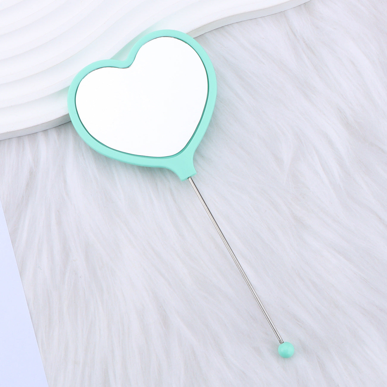Beadable Plastic Mirrors Handheld Heart-shaped