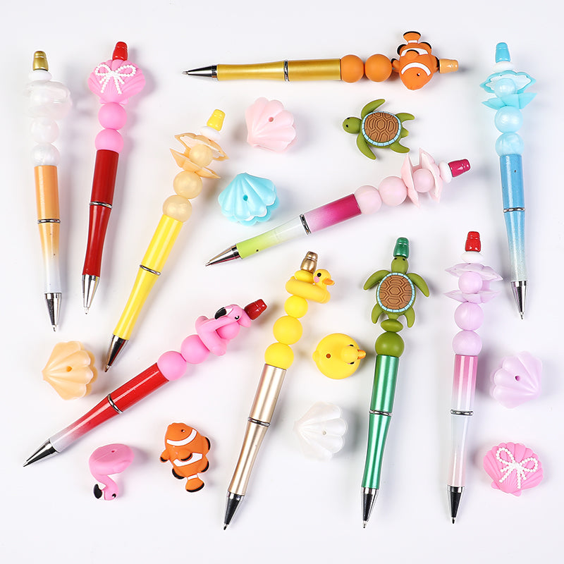 3D Summer Ocean Silicone Focal Beads Turtle Clownfish Seashell 20pcs 8